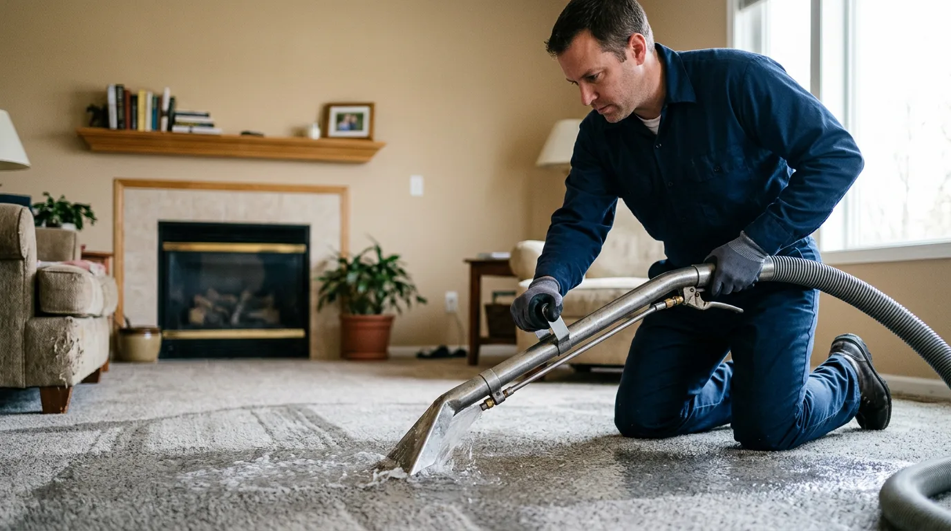 Water damage restoration technician working near Walpole, MA